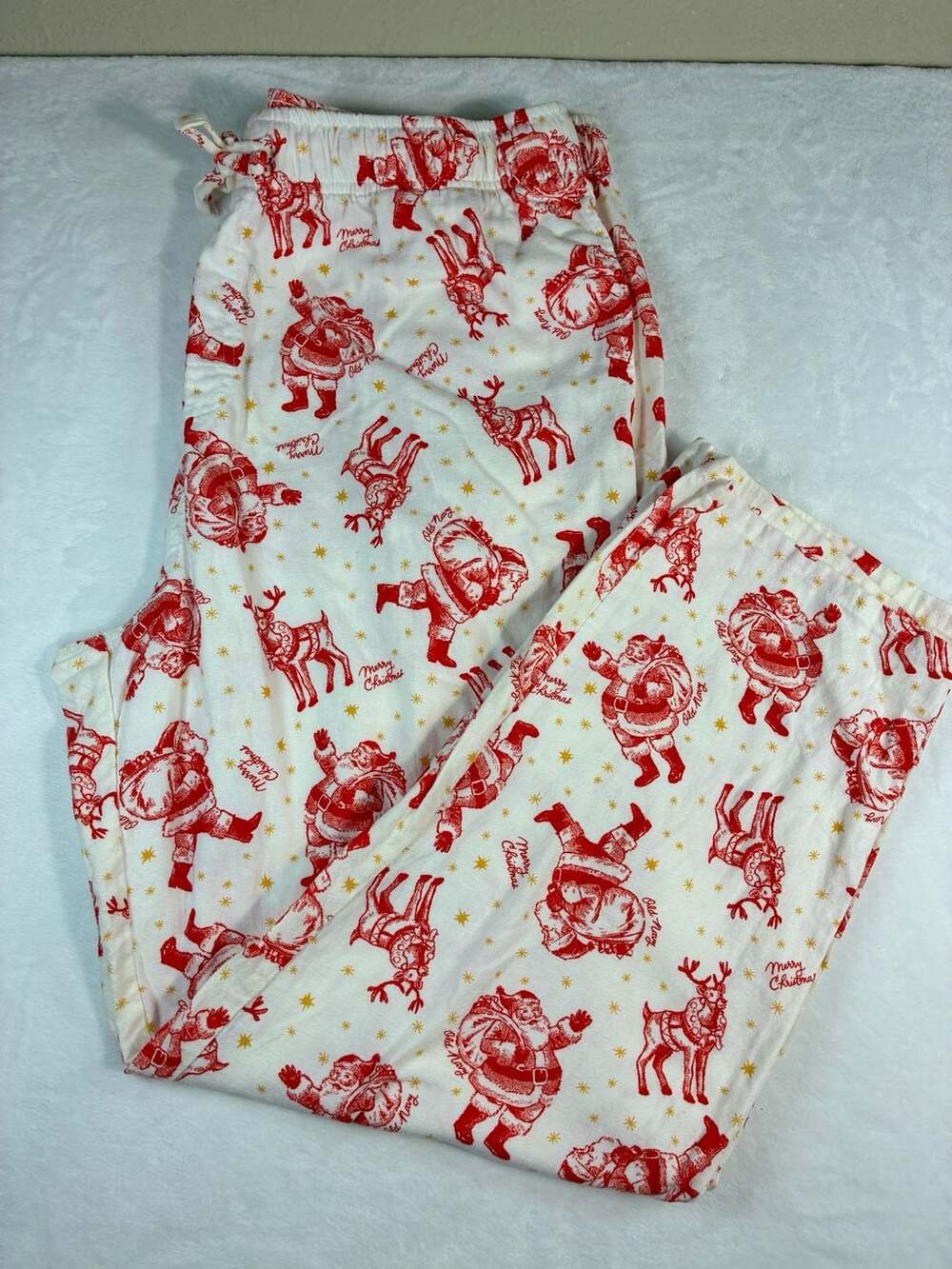 Old Navy Flannel Pajama Pants Size 2X Red Santa Reindeer Christmas Holiday